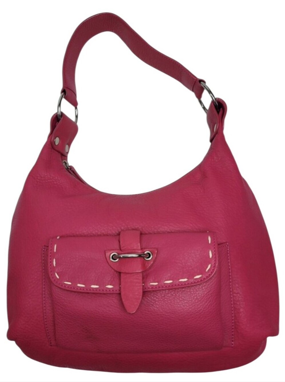 DESMO Italy Vintage Pink Leather Shoulder Bag Hobo Satchel Stitch Accent